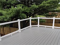 <b>TimberTech Terrain Stone Ash Deck Boards with White Washington Vinyl Railing and Black Aluminum Balusters in Abingdon MD</b>